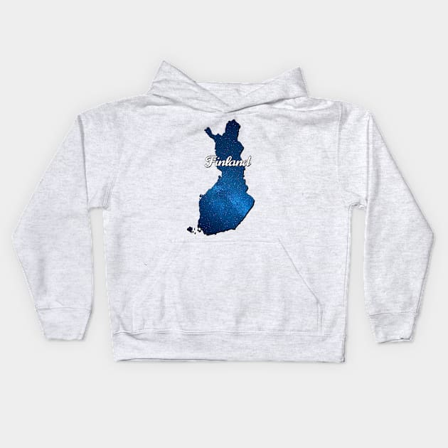 Blue map of Finland Kids Hoodie by Purrfect